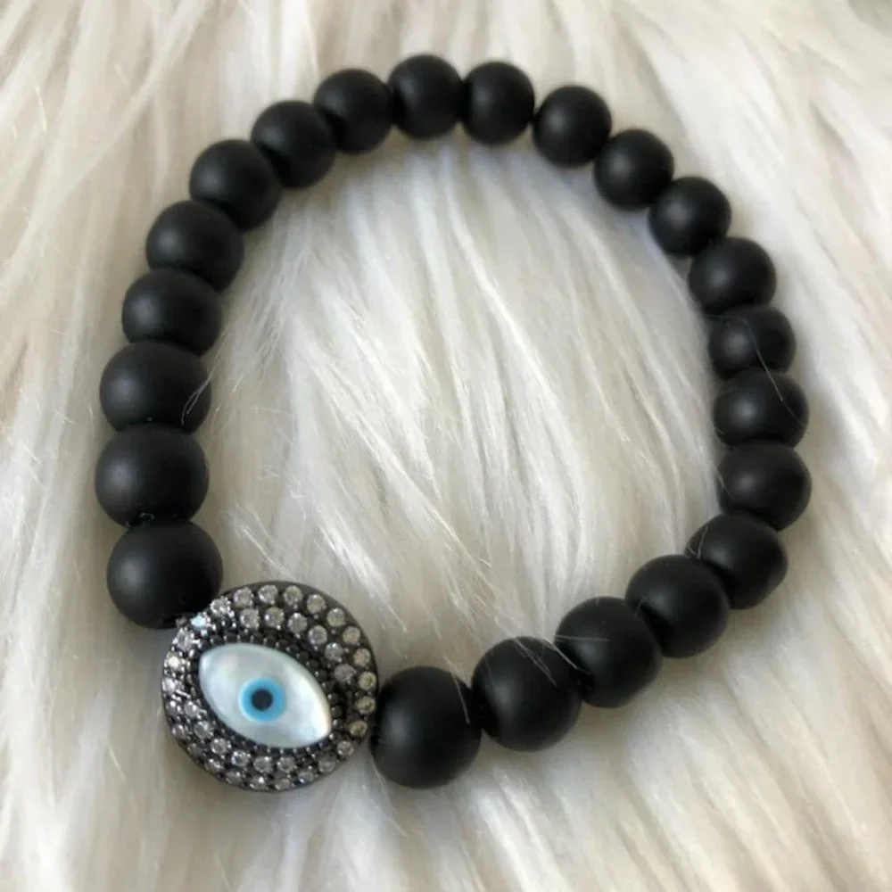 Evil Eye Beaded Stretch Bracelet